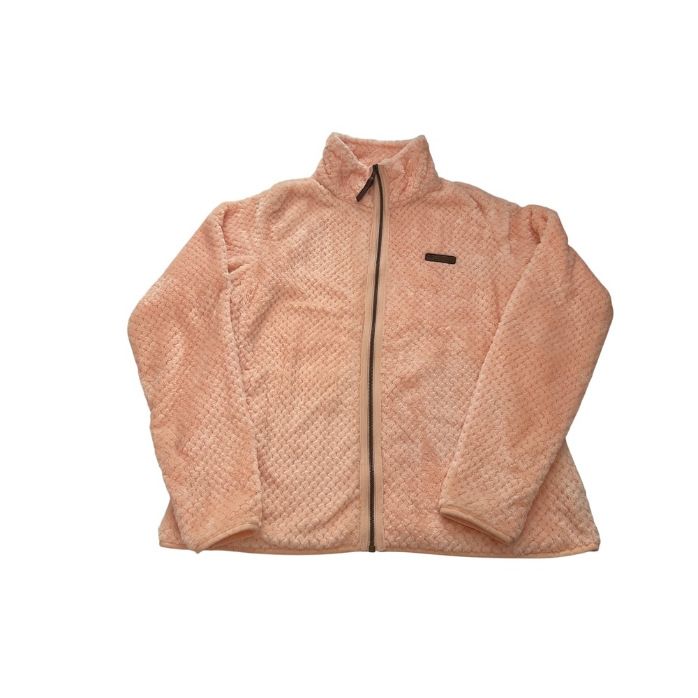 Columbia Womens Fire Side II Sherpa Full Zip Fleece Jacket Peach Orange Large